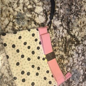 Betty Johnson Pink and Black Polka Dot Wristlet